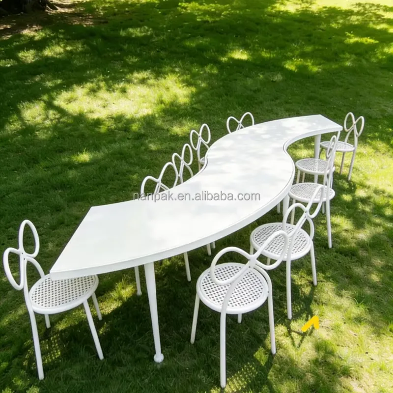 Outdoor Furniture Types - S型木製マジックテーブル 2 in 1 ホワイト スクエア/ラウンド