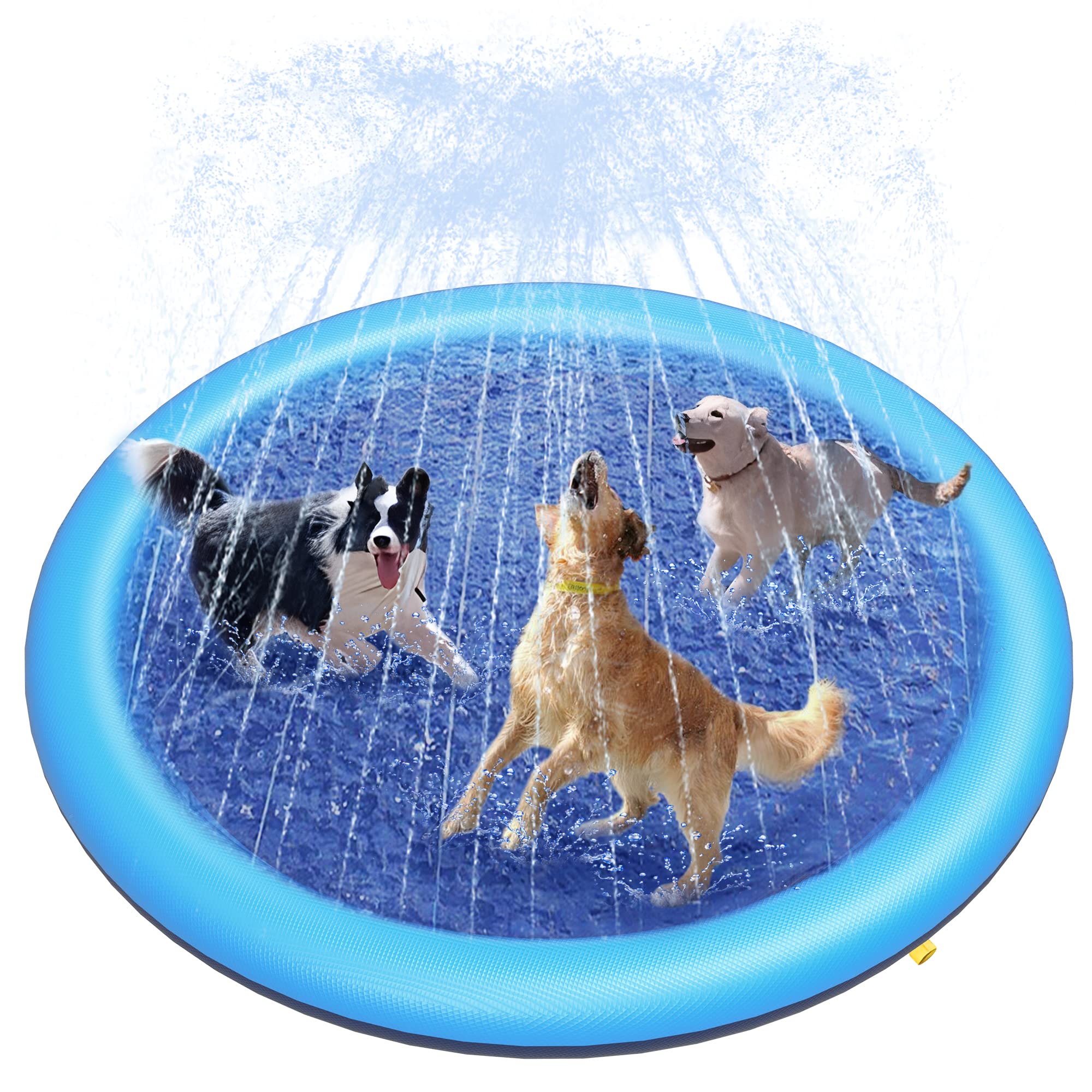 Outdoor Rug Waterproof - 犬用スプラッシュパッド 厚型スプリンクラープールおもちゃ 滑り止め付き 屋外サマースプリンクラー水遊びおもちゃ 裏庭噴水プレイマット 子供用