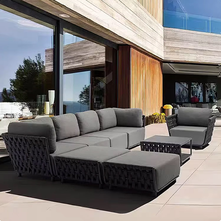 Outdoor Furniture Hotel - # 高級ラタンアルミ製屋外ガーデン家具モジュール式ソファセット、ヴィラホテルバルコニー用屋外家具セット