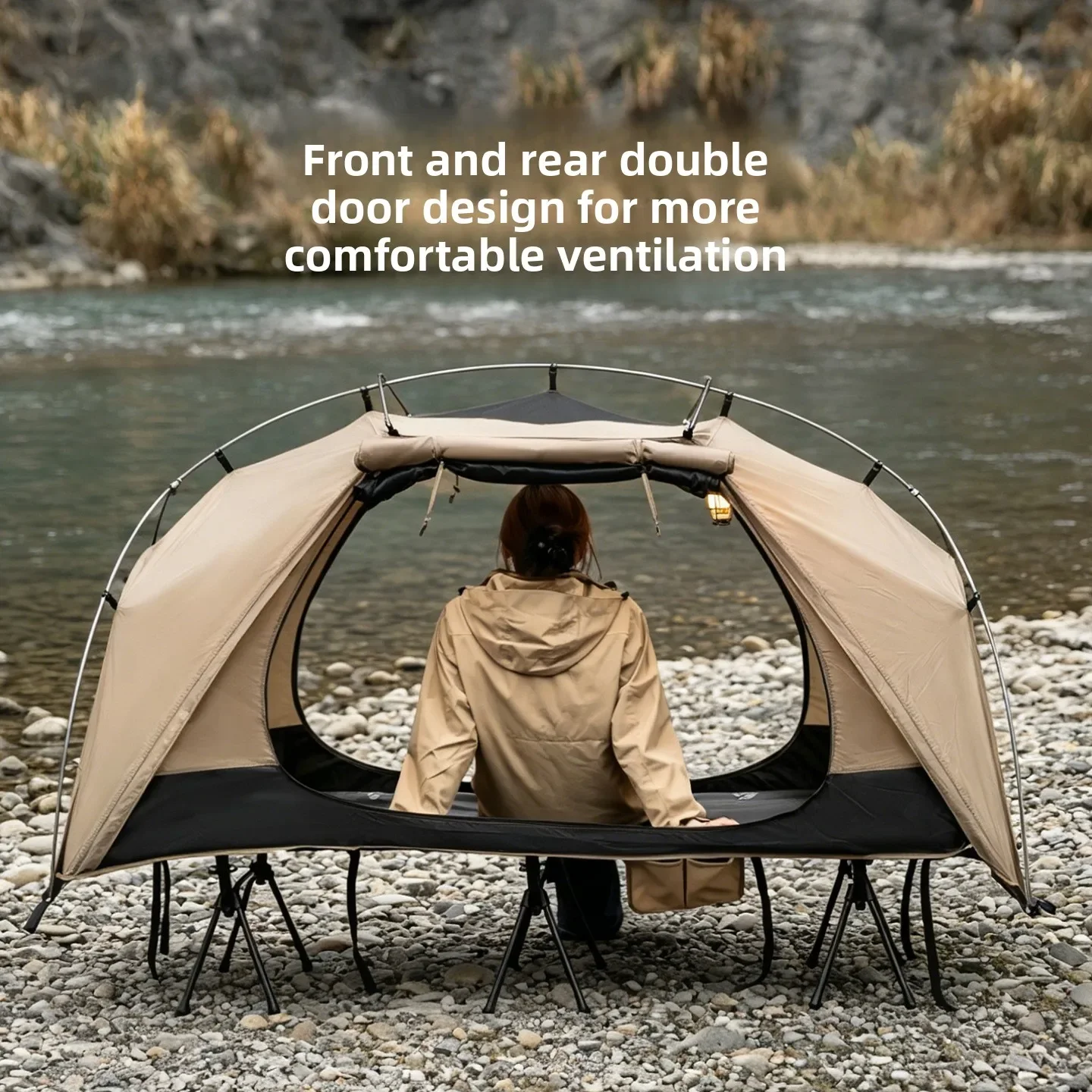 Outdoor Furniture Weatherproof - MOUNTAINHIKER アウトドアキャンプベッドテント家具 軽量防水シングルレジャーキャンプテントオーニングキャノピー 旅行ピクニック用