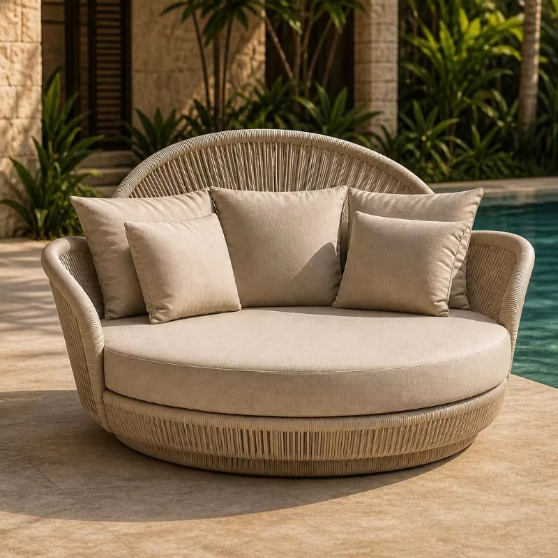 Outdoor Furniture Without Cushions - テラス・プール・ガーデン用クッション付き屋外用ラタンソファラウンジャー