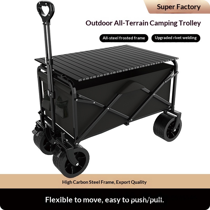 Outdoor Furniture Vendors - 折りたたみ式大容量キャンプワゴン、後部開閉ドア付き、ポータブルショッピングベンダートロリー卸売