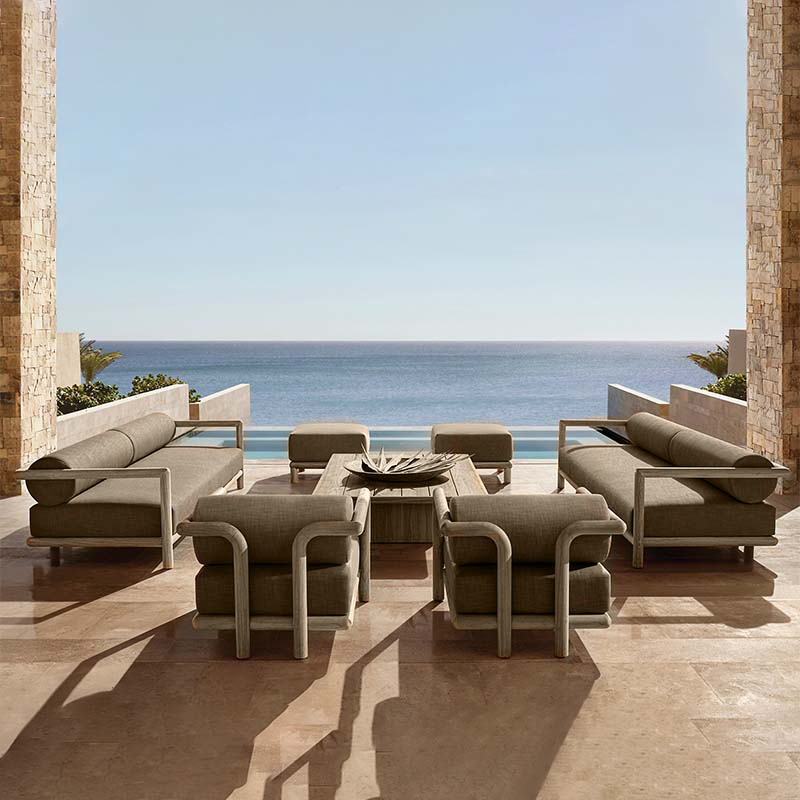 Outdoor Furniture Hotel - 屋外家具ガーデンソファセット、高級ホテルテラスチークソファセット、屋外コーヒーテーブルとソファセット