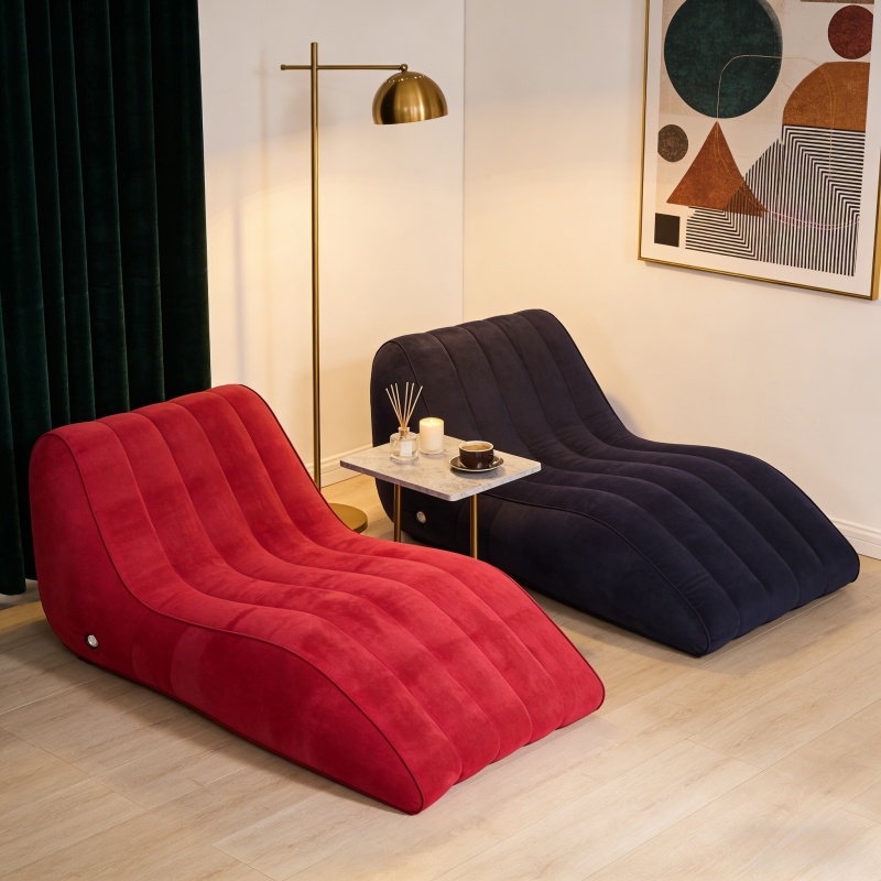 Outdoor Furniture Types - レジャー用インフレータブルソファ、厚手のプラッシュ素材のレイジーソファ、S字型のポータブルインフレータブルソファラウンジチェア、レジャーで快適なタイプ