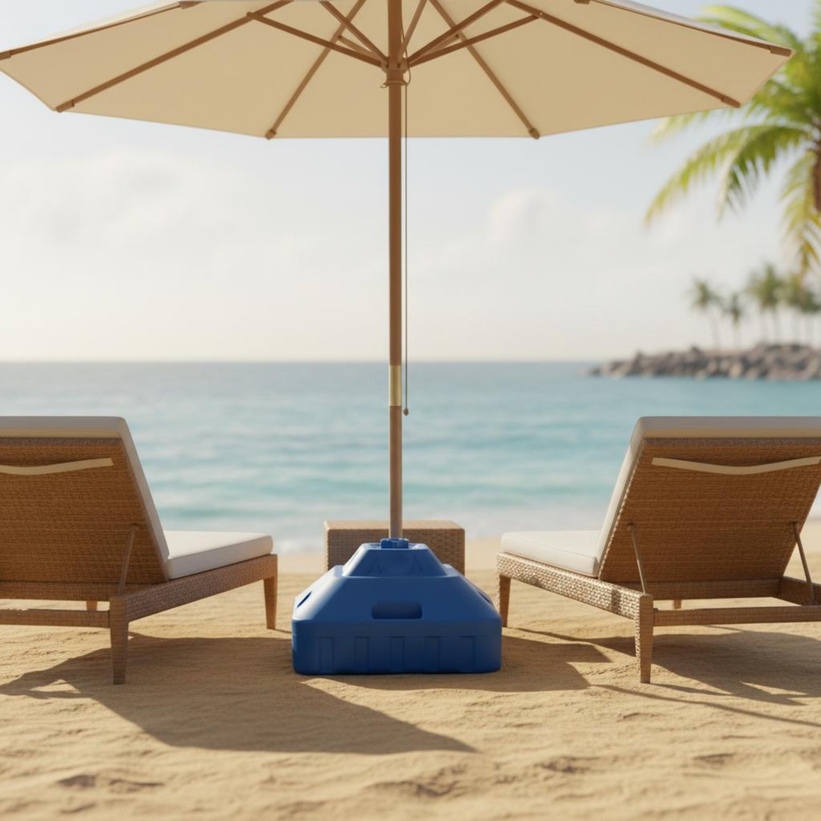 Outdoor Furniture Vendors - 水で満たす傘ベース 安定した日傘ベース 屋外用具 持ち運び可能 街頭販売業者やビーチに最適な簡単収納