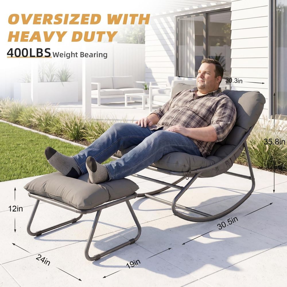 特大パパサンロッキングチェア（オットマン付き）、屋外用快適パ - Outdoor Furniture Without Cushions のレビューと価格