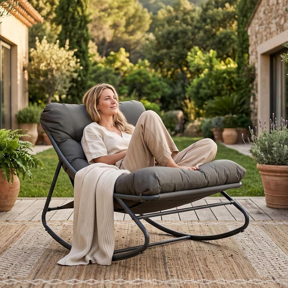 特大パパサンロッキングチェア（オットマン付き）、屋外用快適パ - Outdoor Furniture Without Cushions のレビューと価格