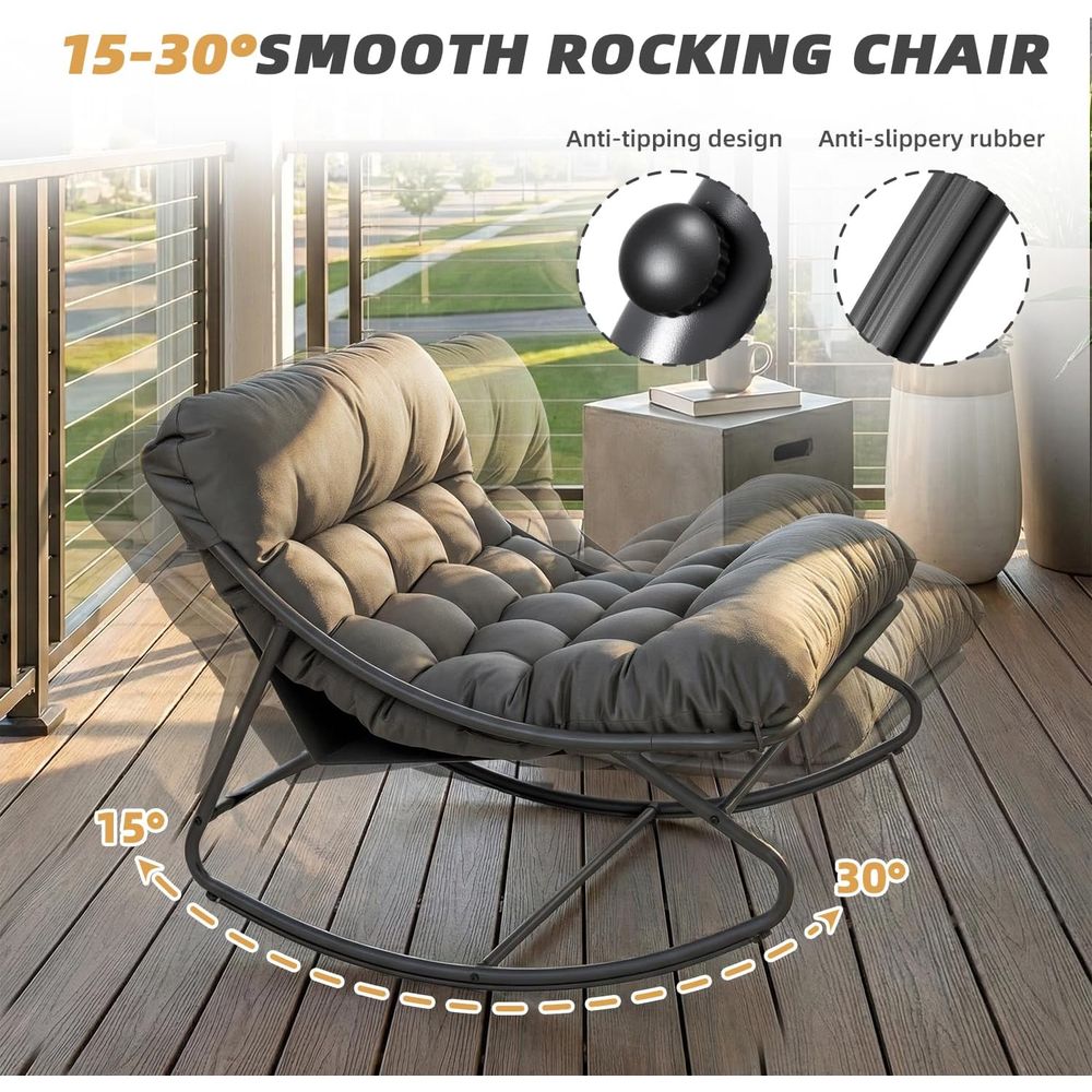 特大パパサンロッキングチェア（オットマン付き）、屋外用快適パ - Outdoor Furniture Without Cushions のレビューと価格
