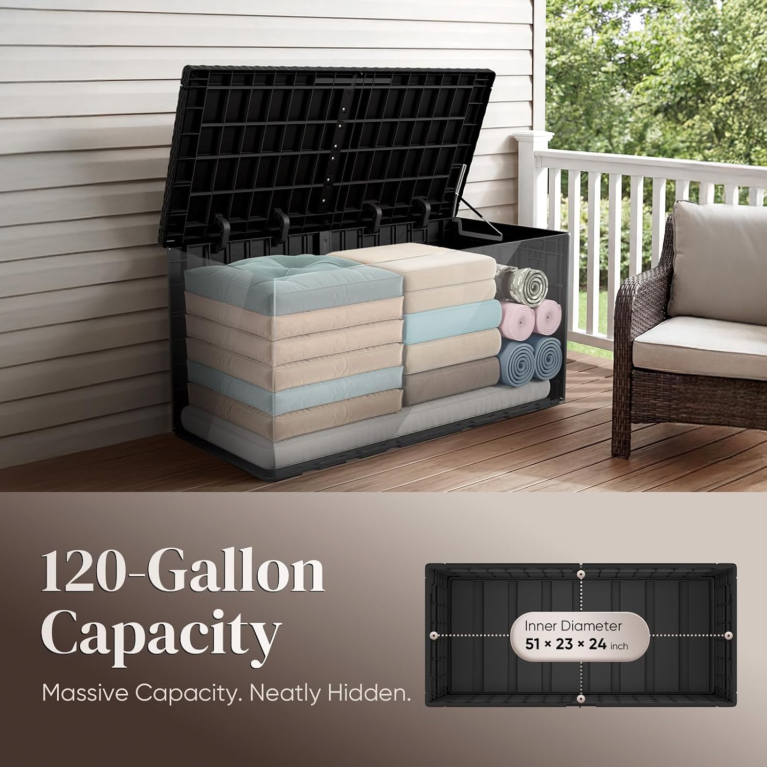 120ガロン大型屋外収納ボックス、耐候性樹脂構造、ロック可能 - Outdoor Furniture Weatherproof のレビューと価格