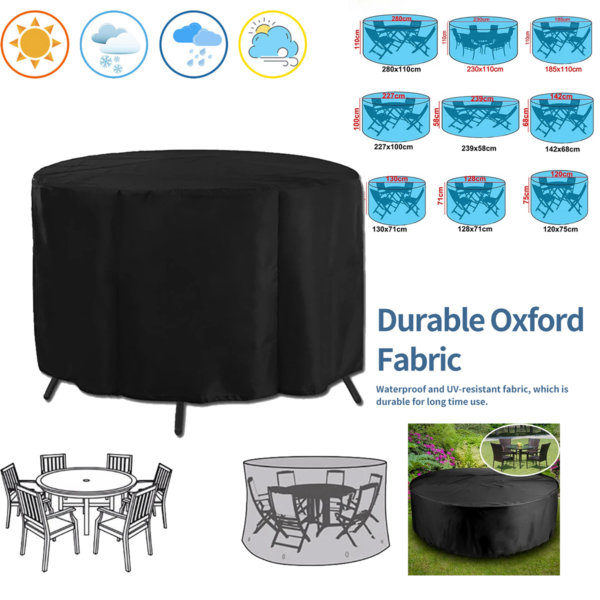 ラウンドカバー ラウンド型屋外ガーデン家具カバー 防水オック - Outdoor Furniture Weatherproof のレビューと価格