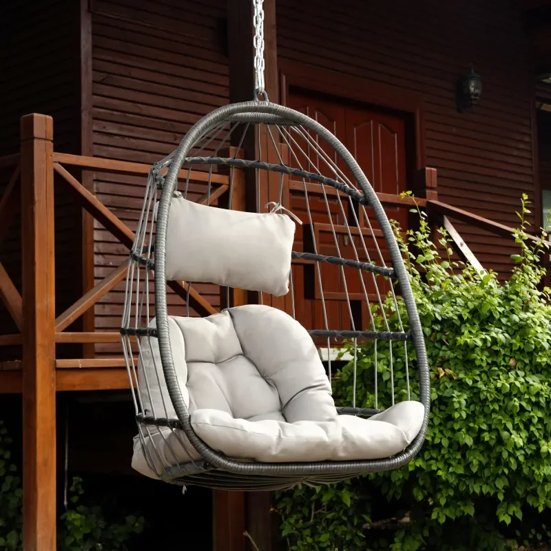 屋外用籐製スイングチェアハンモックチェアハンギングチェア、ア - Outdoor Furniture Without Cushions のレビューと価格