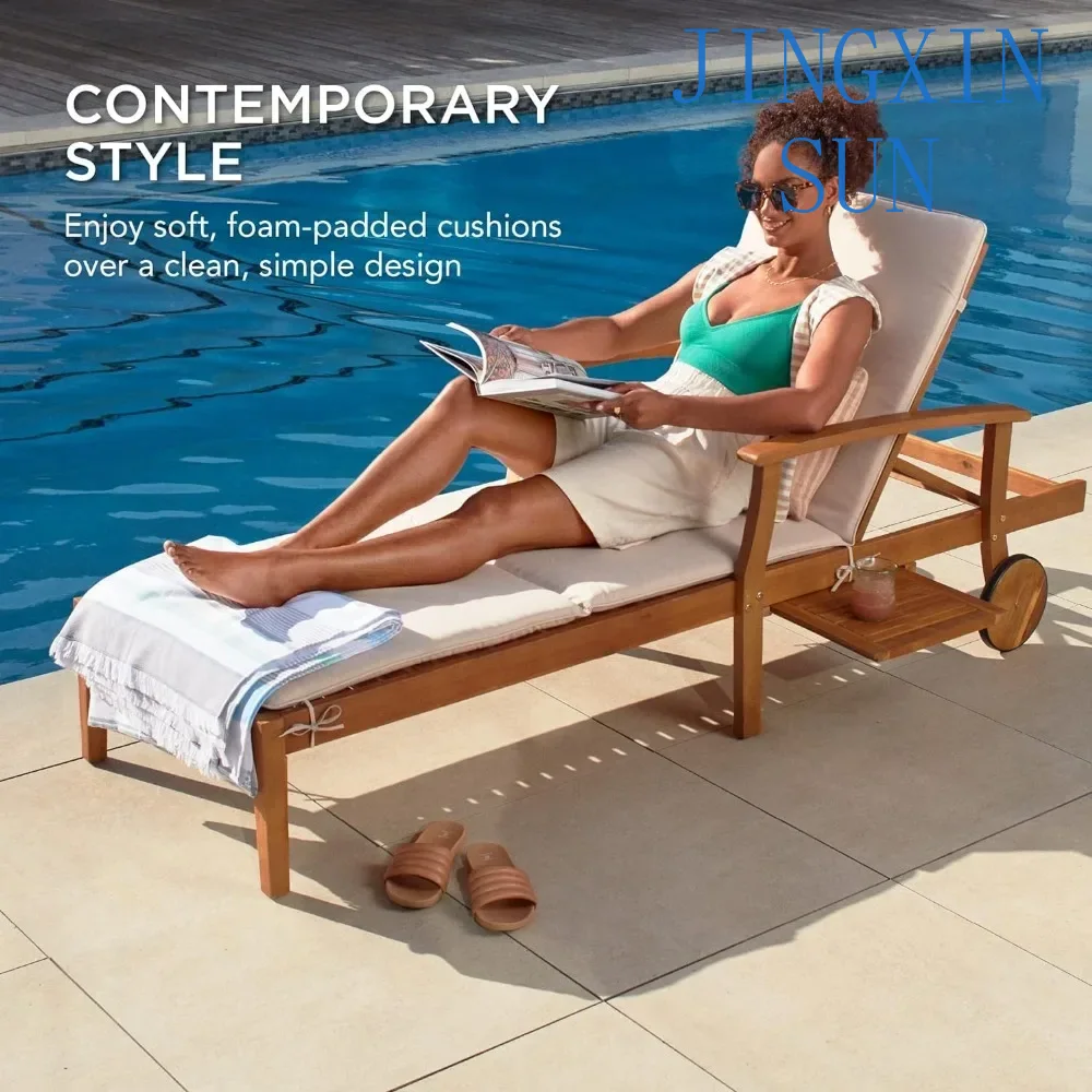 79x26インチ アカシア材製長椅子リクライニングチェア、パ - Outdoor Furniture Without Cushions のレビューと価格