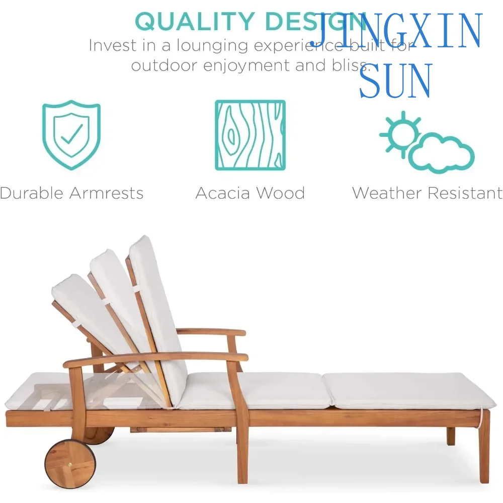 79x26インチ アカシア材製長椅子リクライニングチェア、パ - Outdoor Furniture Without Cushions のレビューと価格